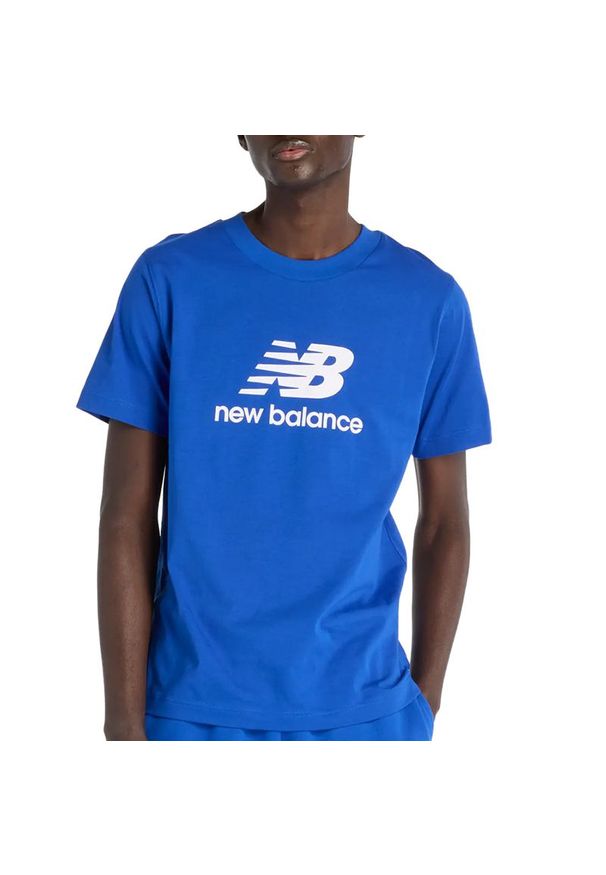 Koszulka męska New Balance MT41502BUM - niebieska. Kolor: niebieski. Materiał: bawełna. Długość rękawa: krótki rękaw. Długość: krótkie