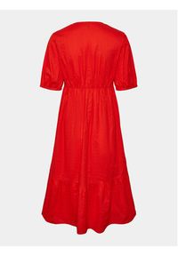 Pieces Sukienka letnia Manon 17147660 Czerwony Regular Fit. Kolor: czerwony. Materiał: bawełna. Sezon: lato