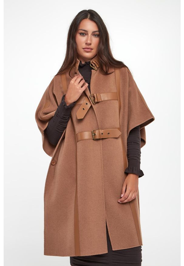 Twinset Milano - Ponczo damskie wełniane TWINSET. Materiał: wełna