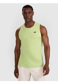 4f - 4F Tank top treningowy szybkoschnący męski - zielony XXL. Kolor: zielony. Materiał: włókno, syntetyk, materiał, elastan. Wzór: ze splotem. Sport: fitness #1