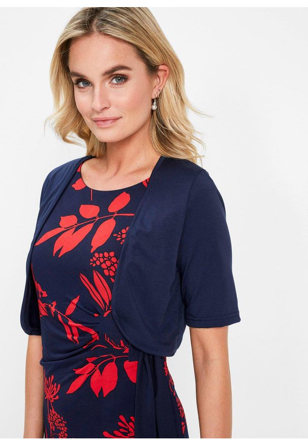 bonprix - Bolerko T-shirtowe. Kolor: niebieski, czarny. Materiał: materiał. Styl: klasyczny