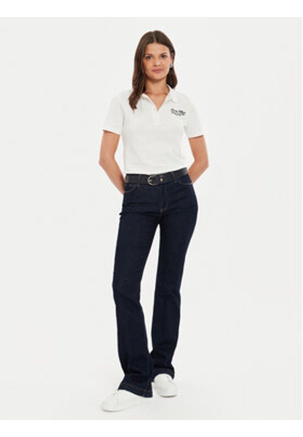 TOMMY HILFIGER - Tommy Hilfiger Polo Script WW0WW43624 Écru Slim Fit. Typ kołnierza: polo. Materiał: bawełna