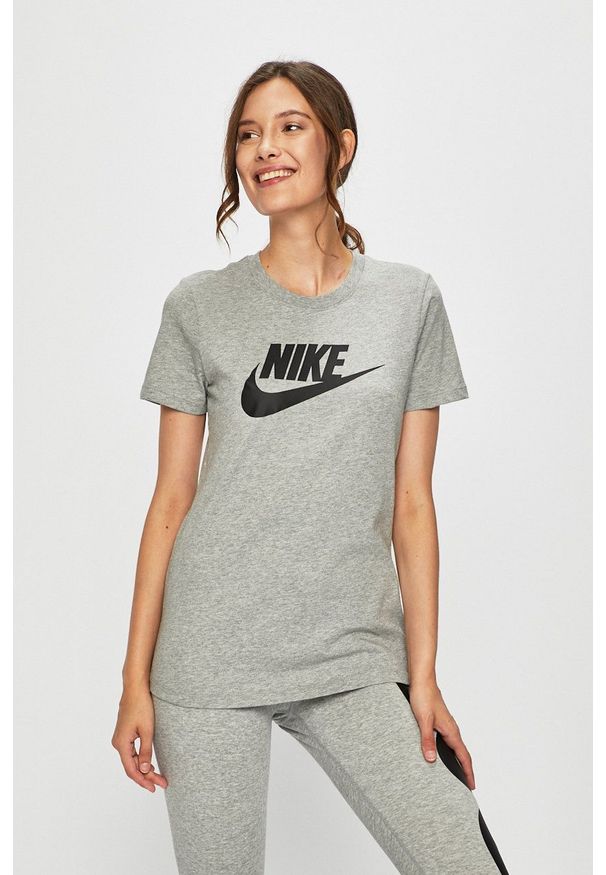 Nike Sportswear - T-shirt. Okazja: na co dzień. Kolor: szary. Materiał: dzianina. Wzór: nadruk. Styl: casual