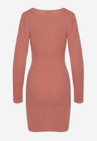 Born2be - Różowa Sukienka o Dopasowanym Kroju z Kopertowym Dekoltem Ermellia. Okazja: na randkę, na ślub cywilny, na wesele. Typ kołnierza: dekolt kopertowy. Kolor: różowy. Materiał: skóra. Długość rękawa: długi rękaw. Typ sukienki: kopertowe. Styl: glamour, klasyczny, elegancki #2