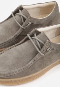 Born2be - Ciemnobeżowe Zamszowe Półbuty ze Skórzaną Wkładką i Ozdobnymi Przeszyciami Olenos. Okazja: na co dzień. Kolor: beżowy. Materiał: zamsz, skóra. Styl: casual #4