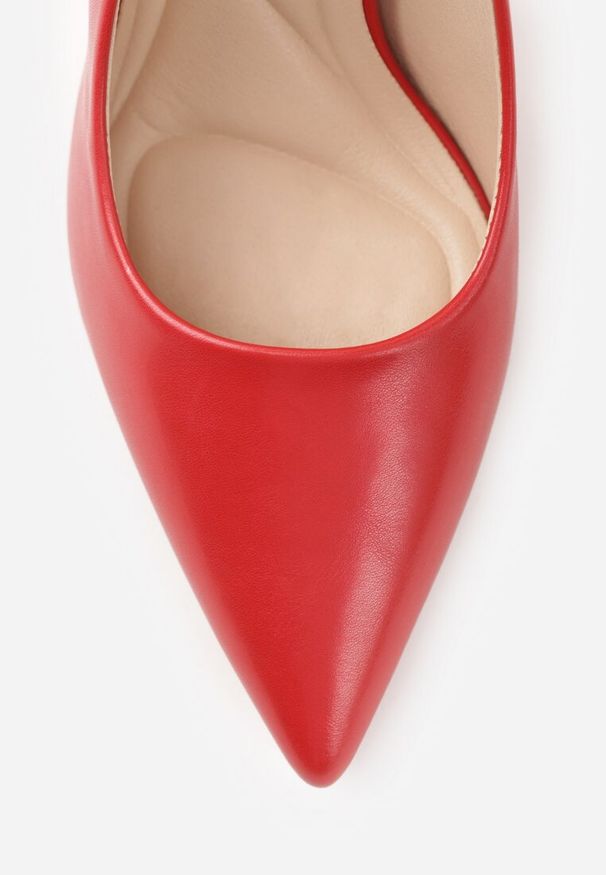 Renee - Czerwone Gładkie Szpilki VICES w Klasycznym Stylu Temilis. Okazja: na co dzień, na imprezę. Kolor: czerwony. Materiał: jeans. Wzór: gładki. Obcas: na szpilce. Styl: klasyczny. Wysokość obcasa: średni