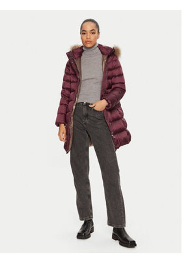 Hetrego - Hetregó Kurtka puchowa Leonie 8N603M Bordowy Regular Fit. Kolor: czerwony. Materiał: syntetyk. Sezon: zima