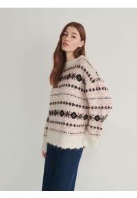 Reserved - Sweter z domieszką wełny - wielobarwny. Materiał: wełna
