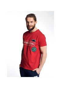 Ochnik - T-shirt męski. Kolor: czerwony. Materiał: bawełna. Wzór: aplikacja, nadruk