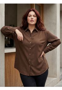 Sinsay - Koszula z domieszką lnu - brązowy. Kolor: brązowy. Materiał: len