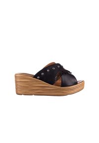 Koturny Bayla-161 066 475 Czarny, Skóra naturalna - 39. Kolor: czarny. Materiał: skóra. Sezon: lato. Obcas: na koturnie #1