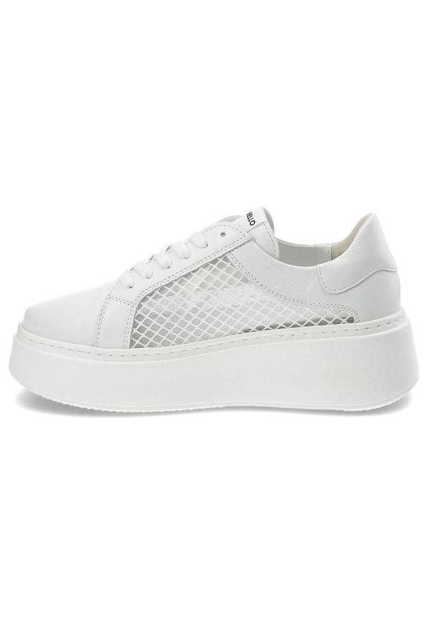 CheBello - Białe Sneakersy Chebello Damskie Modne Obuwie. Kolor: biały. Materiał: skóra. Szerokość cholewki: normalna. Sezon: wiosna. Obcas: na obcasie. Styl: street, elegancki. Wysokość obcasa: średni