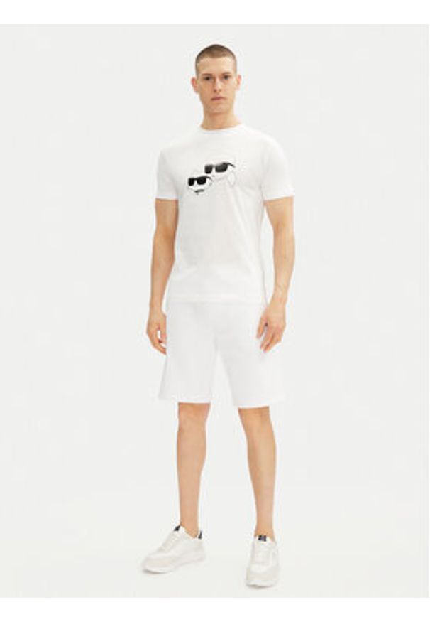 Karl Lagerfeld - KARL LAGERFELD T-Shirt 755061 552241 Biały Regular Fit. Typ kołnierza: dekolt w karo. Kolor: biały. Materiał: bawełna