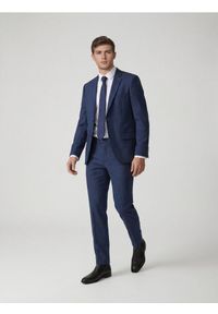 Reserved - Garniturowe spodnie slim fit - granatowy. Kolor: niebieski. Materiał: tkanina, wiskoza #1