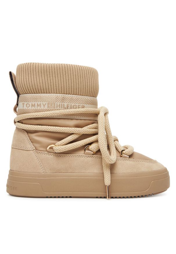 TOMMY HILFIGER - Tommy Hilfiger Śniegowce Tommytech Logotape Snowboot Warm FW0FW08998 Beżowy. Kolor: beżowy. Materiał: materiał
