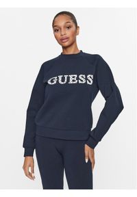 Guess Bluza V3BQ07 KBCK2 Granatowy Regular Fit. Kolor: niebieski. Materiał: bawełna, syntetyk