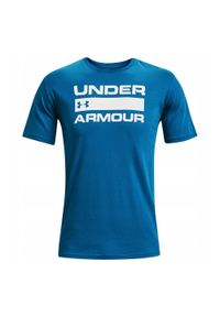 Under Armour - Męska Koszulka Z Napisem Team Issue. Kolor: niebieski. Wzór: napisy. Sport: turystyka piesza