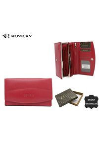 ROVICKY - Portfel skórzany Rovicky R-RD-36-GCL malinowy. Kolor: różowy. Materiał: skóra