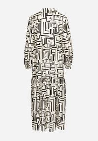 Born2be - Czarna Rozkloszowana Sukienka Koszulowa z Wiskozą w Geometryczny Wzór Alineria. Okazja: na co dzień. Kolor: czarny. Materiał: wiskoza. Wzór: geometria. Typ sukienki: koszulowe. Styl: klasyczny, casual, elegancki #7