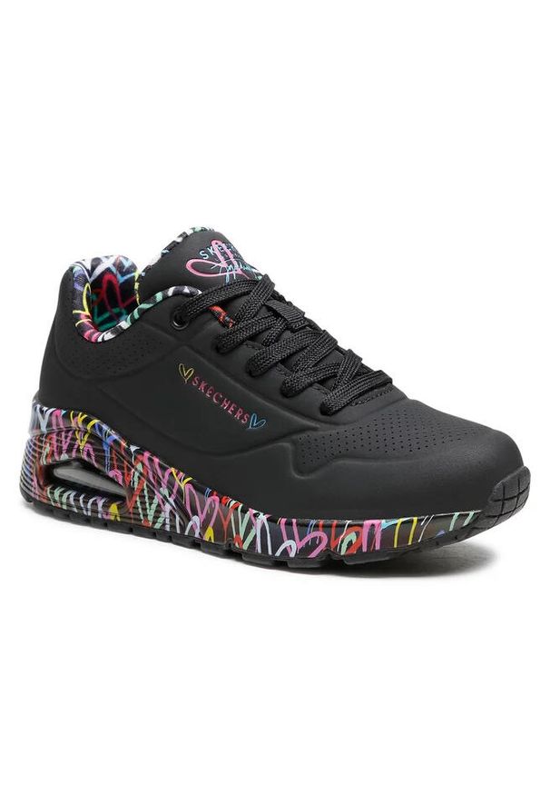skechers - Buty do chodzenia damskie Skechers Uno. Zapięcie: sznurówki. Kolor: czarny. Materiał: materiał, syntetyk, tkanina. Szerokość cholewki: normalna. Sport: turystyka piesza
