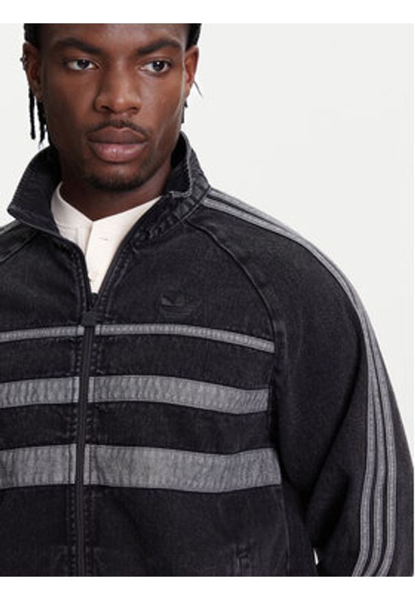 Adidas - adidas Bluza adicolor First Black Denim JW5883 Czarny Regular Fit. Kolor: czarny. Materiał: jeans, bawełna