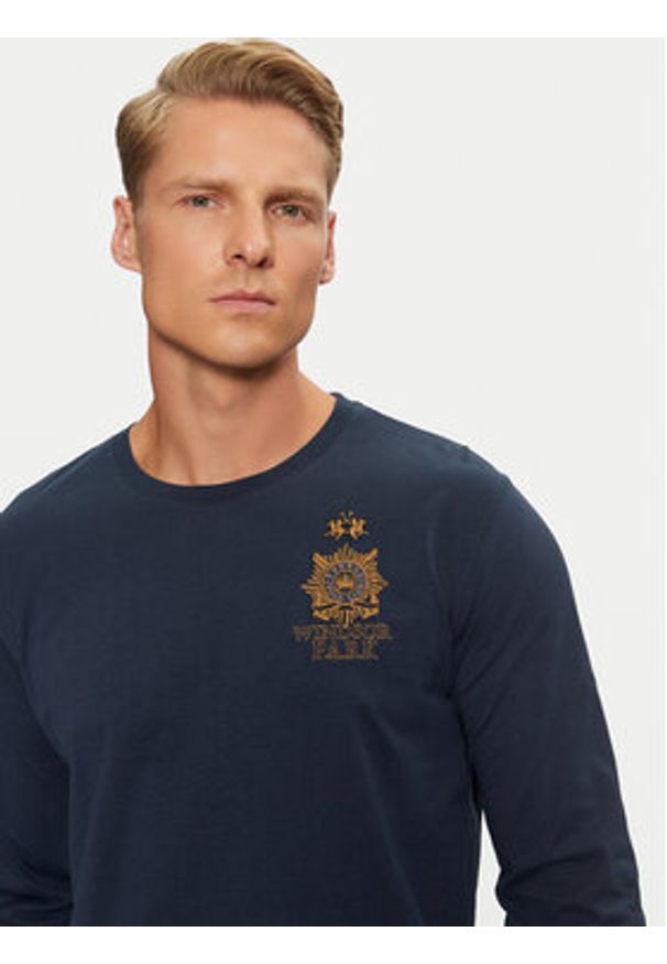 La Martina T-Shirt ZMRG30 JS342 Granatowy Regular Fit. Kolor: niebieski. Materiał: bawełna