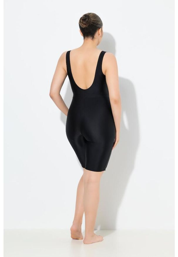 ULLA POPKEN - Damski Kostium kąpielowy długie nogawki bez miękkich miseczek. Kolekcja: plus size. Kolor: czarny. Materiał: elastan, poliamid, materiał. Długość: długie