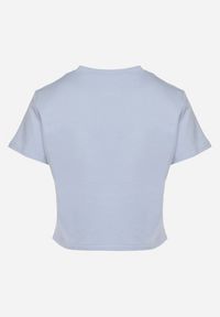 Born2be - Jasnoniebieski T-shirt z Bawełny o Krótkim Kroju Galarina. Okazja: na co dzień. Kolor: niebieski. Materiał: bawełna. Długość: krótkie. Styl: klasyczny, elegancki, casual #5