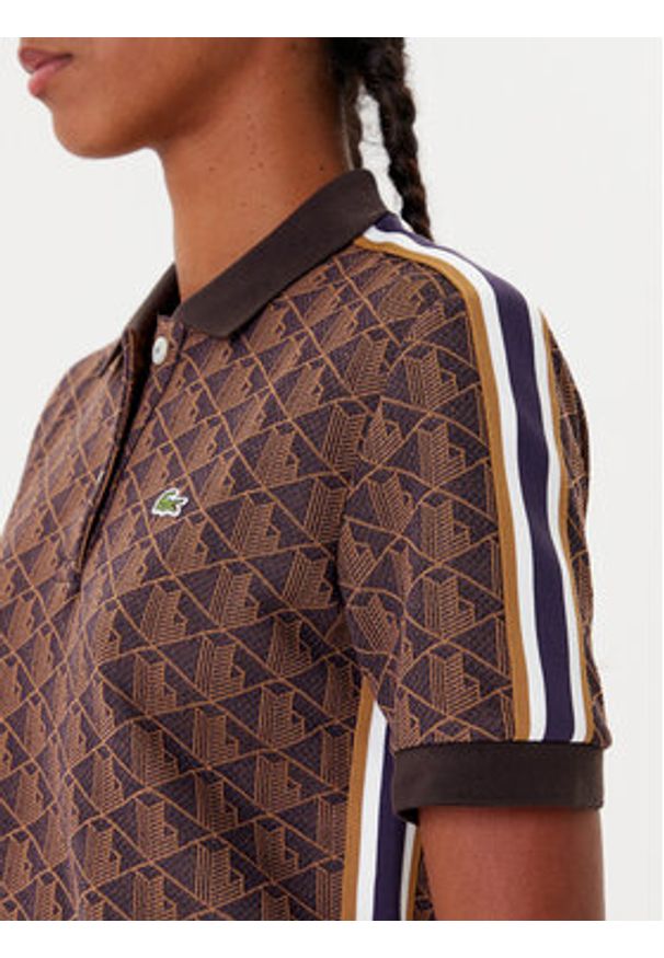 Lacoste Polo DF3364 Brązowy Slim Fit. Typ kołnierza: polo. Kolor: brązowy. Materiał: bawełna