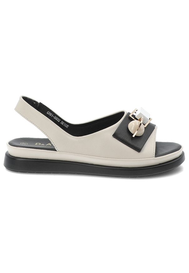 Sandały damskie S.Barski, ze skóry naturalnej licowej ozdobna klamra miękka podeszwa wygodny fason, beżowe, GR61-5932. Okazja: na co dzień. Zapięcie: klamry. Kolor: beżowy. Materiał: skóra. Wzór: geometria, aplikacja. Sezon: lato. Styl: casual, elegancki, klasyczny