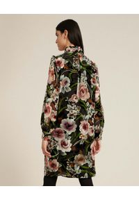 Luisa Spagnoli - LUISA SPAGNOLI - Sukienka mini z kwiatowym wzorem Gelati. Kolor: czarny. Materiał: jedwab, tkanina. Wzór: kwiaty. Typ sukienki: koszulowe. Długość: mini #2