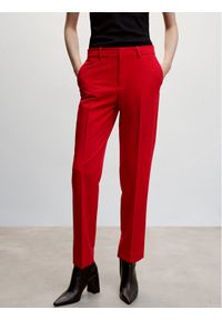 mango - Spodnie materiałowe Mango. Kolor: czerwony. Materiał: materiał #1