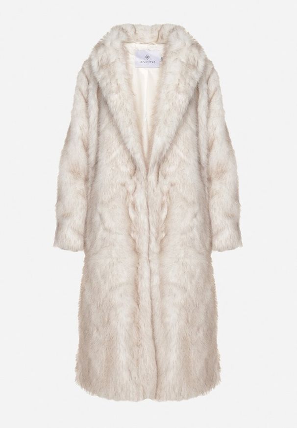 Born2be - Biały Zimowy Płaszcz Futro o Dłuższym Kroju z Wsuwanymi Kieszeniami Evelinitha. Okazja: na co dzień. Kolor: biały. Materiał: futro. Długość: długie. Sezon: zima. Styl: wizytowy, casual, klasyczny, elegancki