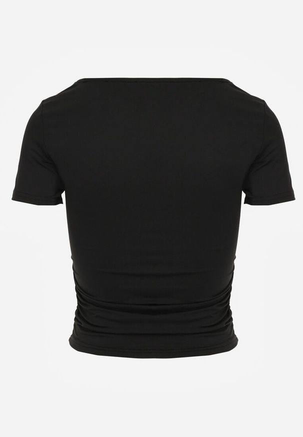 Renee - Czarna Bluzka Cilelle. Kolor: czarny. Materiał: dzianina, wiskoza. Długość rękawa: krótki rękaw. Długość: krótkie. Wzór: jednolity