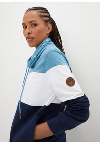 bonprix - Bluza z drukowanym kołnierzem, z czystej bawełny. Kolor: niebieski. Materiał: bawełna