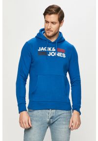 Jack & Jones - Bluza bawełniana. Okazja: na co dzień. Typ kołnierza: kaptur. Kolor: niebieski. Materiał: bawełna. Wzór: nadruk. Styl: casual #1