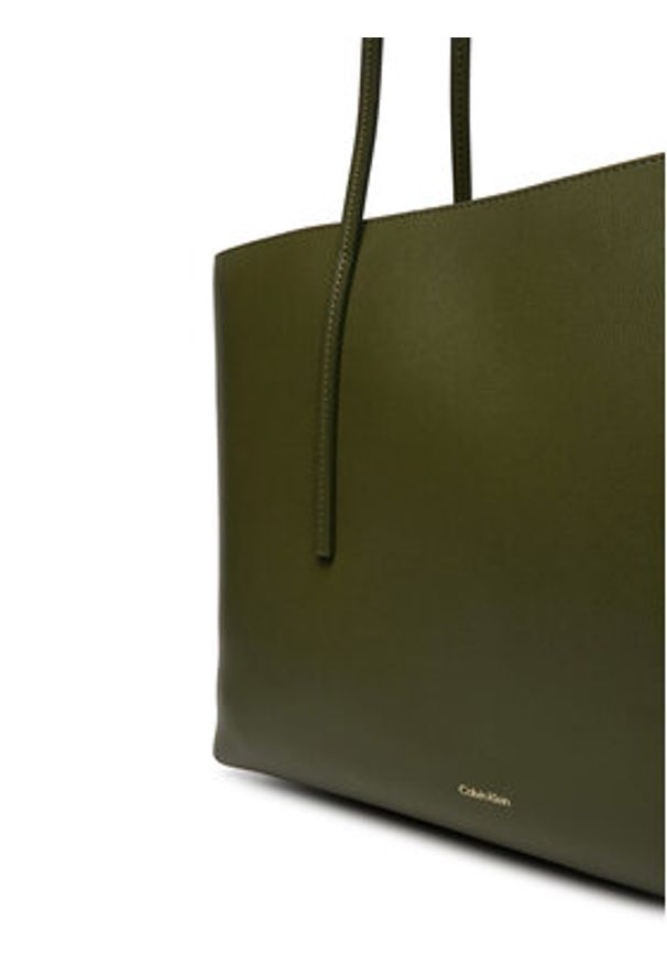 Calvin Klein Torebka Foil Logo Tote W/Pouch LV04F3274G Zielony. Kolor: zielony. Materiał: skórzane