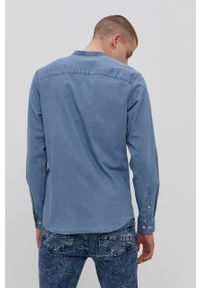 Premium by Jack&Jones Koszula męska slim ze stójką. Typ kołnierza: kołnierzyk stójkowy. Kolor: niebieski. Materiał: tkanina, bawełna. Długość rękawa: długi rękaw. Długość: długie. Wzór: gładki #2