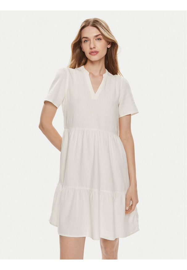 only - ONLY Sukienka letnia Tiri-Caro 15310970 Biały Regular Fit. Kolor: biały. Materiał: len. Sezon: lato