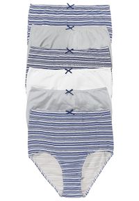 bonprix - Figi z wysoką talią (6 par). Kolor: niebieski. Wzór: gładki, paski #1