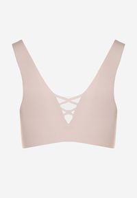 Born2be - Jasnoróżowy Biustonosz Sportowy z Siateczką i Gorsetowym Zdobieniem Saliatessa. Kolor: różowy. Rodzaj stanika: wyciągane miseczki. Wzór: aplikacja #3