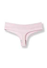 Intica - Figi damskie z koronkowym klinem na co dzień i specjalne okazje Douwina. Kolor: różowy. Materiał: koronka #1