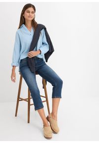 bonprix - Dżinsy Slim Fit mid waist, cropped. Kolor: niebieski #2