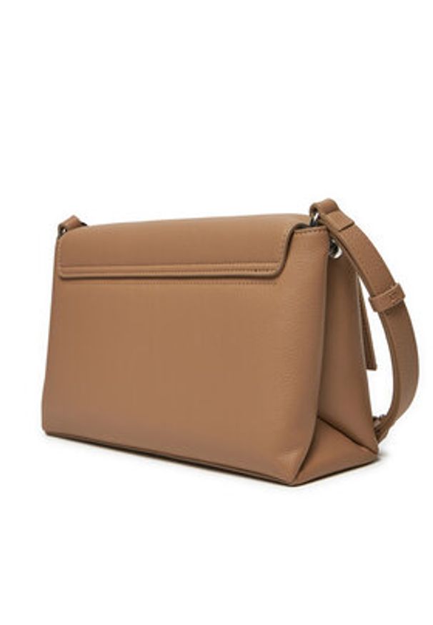 Calvin Klein Torebka Ck Plaque Medium Shoulder Bag K60K612783 Brązowy. Kolor: brązowy. Materiał: skórzane