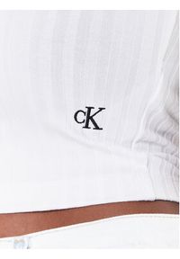 Calvin Klein Jeans Top J20J221009 Biały Slim Fit. Kolor: biały. Materiał: wiskoza