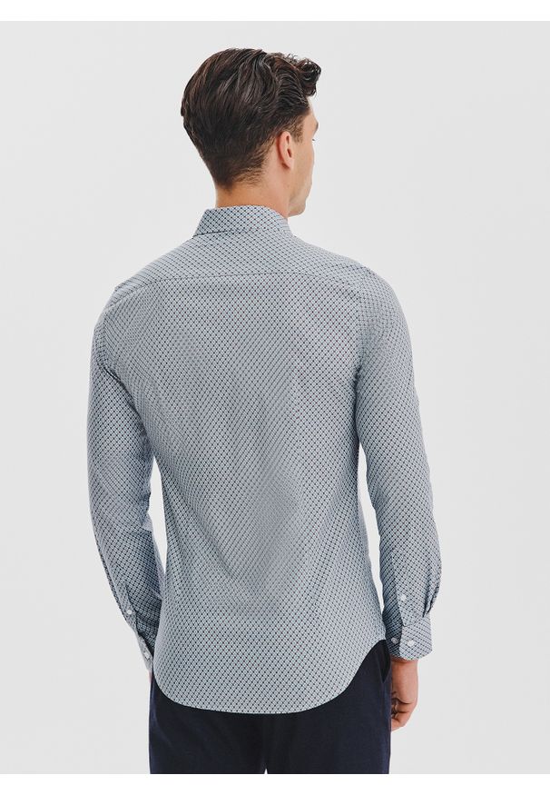 Pako Lorente - PAKO LORENTE - Koszula męska we wzór geometryczny. Materiał: bawełna, elastan. Długość rękawa: długi rękaw. Długość: długie. Wzór: geometria