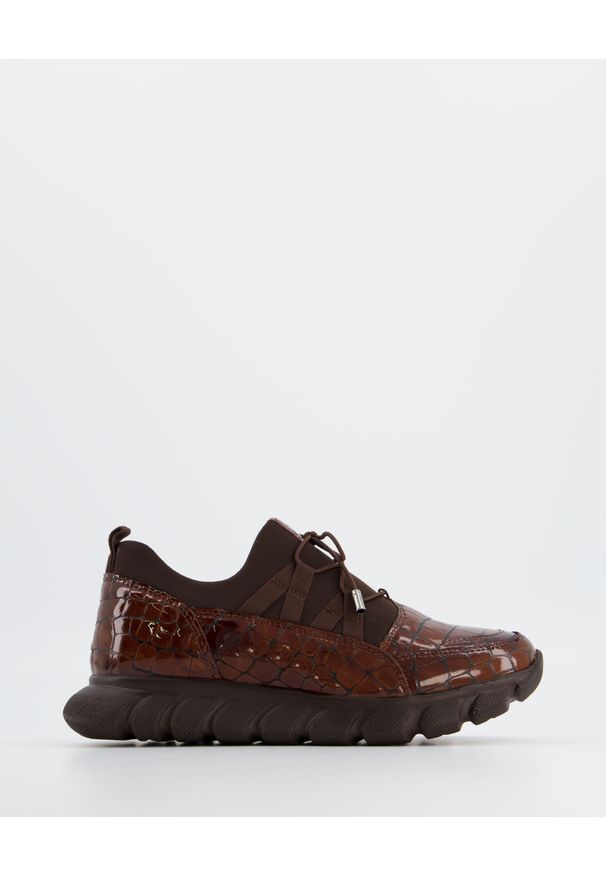 Venezia - BRĄZOWE SNEAKERSY DAMSKIE 22036 503 BROWN. Kolor: brązowy. Materiał: materiał, syntetyk, skóra. Obcas: na obcasie. Wysokość obcasa: średni