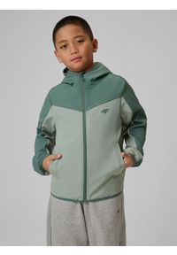 4f - 4F Kurtka softshell wiatroodporna membrana 5000 chłopięca - miętowa 158 (12-13 lat). Okazja: na spacer, na co dzień, na uczelnię. Kolor: turkusowy. Materiał: softshell. Sezon: lato. Styl: casual #1
