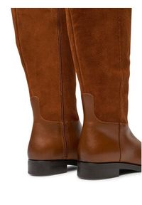 TOMMY HILFIGER - Tommy Hilfiger Oficerki Th Stud Leather Mix Long Boot FW0FW08341 Brązowy. Kolor: brązowy. Materiał: zamsz, skóra #3