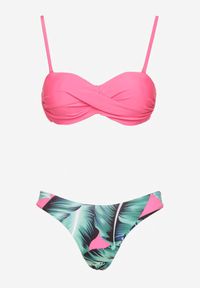 Born2be - Fuksjowe Bikini 3-częściowe Wiązany Biustonosz Majtki Figi i Majtki Bokserki Levinna. Kolor: różowy. Wzór: aplikacja #2